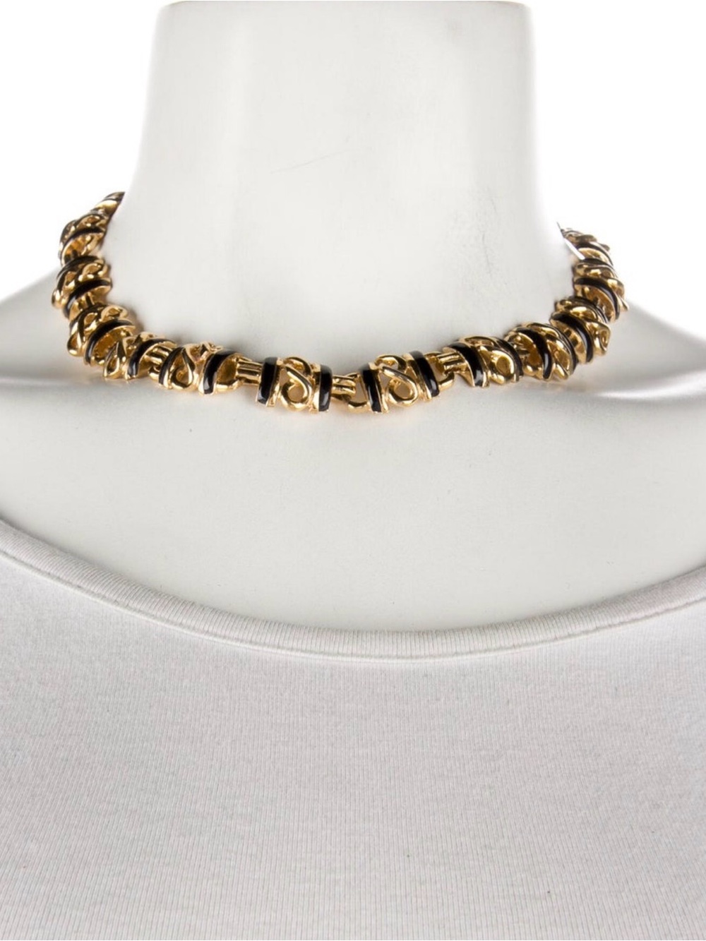St. John Gold and Black Filigree Link Necklace - Women Jewelry - Picture 3 of 3